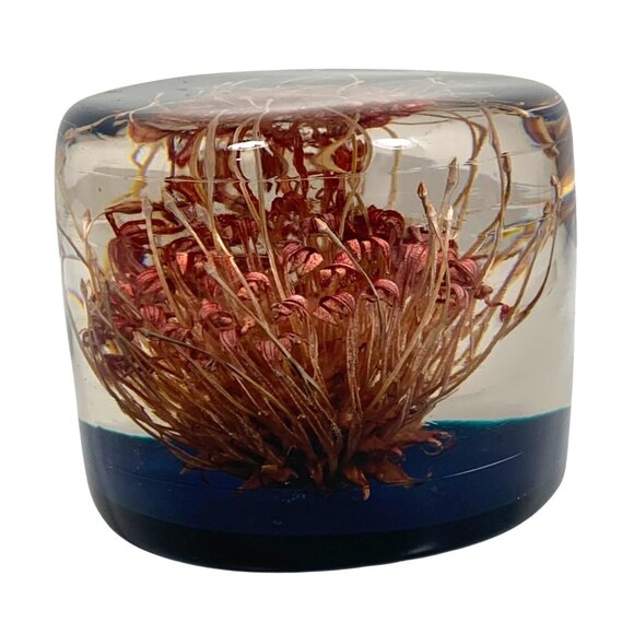 Vintage MCM Wild Thistle Flower Acrylic Resin Paperweight Handmade In Zimbabwe - Picture 4 of 7